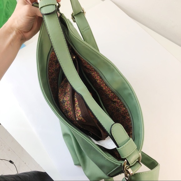 Lula large pale green bag crossbody strap studded - Picture 11 of 16